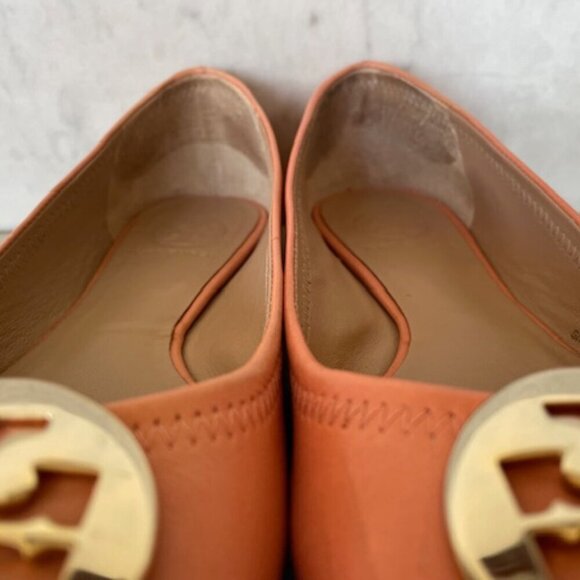 TORY BURCH Minnie Travel Ballet w/ Logo Soft Nappa Leather Sunshine 6 - Picture 6 of 17